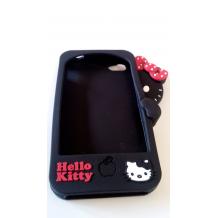Силиконов калъф за Apple Iphone 4 - 3D Hello Kitty черен