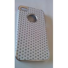 Заден предпазен капак с метален кант за Apple iPhone 5 - бял на точки