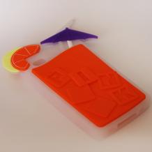Силиконов калъф / гръб / TPU 3D за Apple iPhone 4 / iPhone 4S - Cocktail / оранжев с лилаво