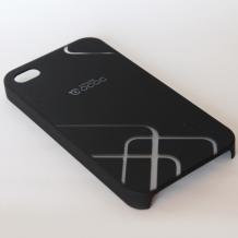 Заден предпазен твърд гръб / капак / COCOC за Apple iPhone 4 / iPhone 4S - черен с фигури