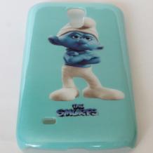 Заден предпазен твърд гръб / капак / за Samsung Galaxy S4 mini i9190 / i9192 / i9195 - син / The Smurfs