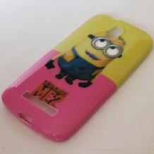 Силиконов калъф / гръб / TPU за HTC Desire 500 - жълто и розово / Despicable me / Миньоните
