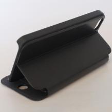 Луксозен кожен калъф Flip тефтер S-View със стойка за Apple iPhone 5 / iPhone 5S - черен