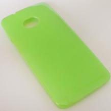 Силиконов гръб / калъф / TPU за HTC One M7 - зелен / гланц