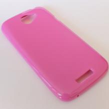 Силиконов калъф / гръб / за HTC One S - розов / гланц