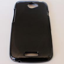Силиконов калъф / гръб / за HTC One S - черен / гланц