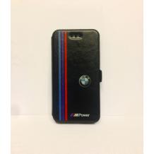 Кожен калъф Flip тефтер със стойка за Samsung S6 G920 - BMW / MPower / черен с червено