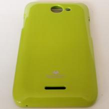 Луксозен силиконов гръб / калъф / TPU Mercury за HTC Desire 516 / D516w - JELLY CASE Goospery / зелен с брокат