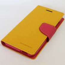 Кожен калъф Flip тефтер Mercury GOOSPERY Fancy Diary със стойка за HTC Desire 616 - жълто и цикламено