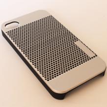 Луксозен предпазен твърд гръб / капак / MOTOMO за Apple iPhone 4 / iPhone 4S – сив с черно / алуминиев
