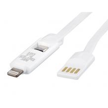 USB Data кабел REMAX за зареждане и пренос на данни 2 в 1 за Apple iPhone 5 / 5S , iPone 6 / iPhone 6S / iPhone 6 plus / Samsung / HTC / LG / Micro USB - бял