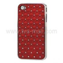 Заден предпазен капак за Apple iPhone 4 /4S - червен с камъни