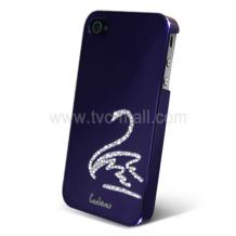 Заден предпазен капак за iPhone 4/ 4S - Swarovski Diamond Swan - виолетов