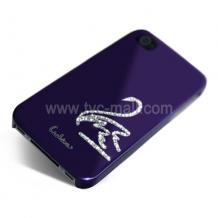 Заден предпазен капак за iPhone 4/ 4S - Swarovski Diamond Swan - виолетов
