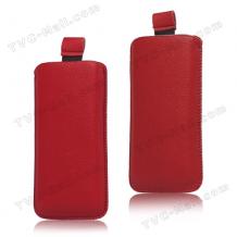 Кожен калъф с издърпване тип джоб за Sony Xperia L S36h - червен