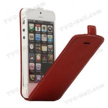 Кожен калъф Flip тефтер за Apple Iphone 5 - червен