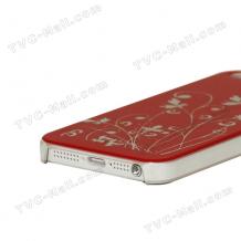 Заден предпазен капак за Apple Iphone 5 - червен с пеперуда