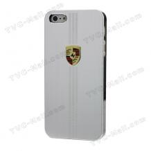 Луксозен заден предпазен капак за Apple Iphone 5 - сив / сребрист метален Porsche
