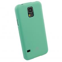 Луксозен силиконов гръб / калъф / TPU за Samsung Galaxy S5 G900 - JELLY CASE Mercury / светло зелен с брокат