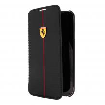 Оригинален кожен калъф Flip тефтер FERRARI за Apple iPhone 6 4.7'' - Carbon / черен 