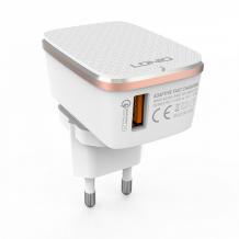 Оригинално зарядно устройство / LDNIO A1204Q Auto-ID 2.4A - 220V Adaptive Fast Charging Qualcomm QC 2.0 With Mirco USB Cable за Samsung, LG, HTC, Sony, Nokia, Huawei, ZTE, BlackBerry, Asus Zenfone и др. - бяло