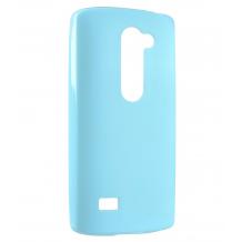 Ултра тънък силиконов калъф / гръб / TPU Ultra Thin Candy Case за LG Leon C40 - син / брокат