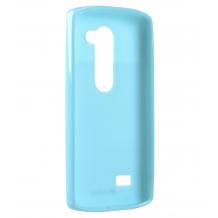 Ултра тънък силиконов калъф / гръб / TPU Ultra Thin Candy Case за LG Leon C40 - син / брокат