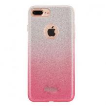 Луксозен силиконов калъф / гръб / TPU Kakusiga за Apple iPhone 6 / iPhone 6S - преливащ брокат / розово и сребристо