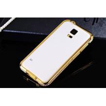Луксозен Bumper SHENGO за Samsung G900 Galaxy S5 - златен с камъни