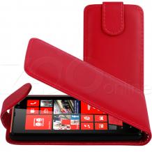 Кожен калъф Flip тефтер за Nokia Lumia 820 - червен