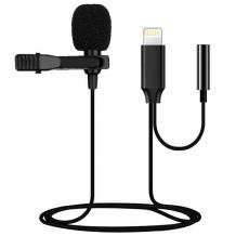 Щипка с микрофон Lavalier Lightning GL-141 / Clip-on Lightning Microphone - черна