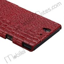 Заден предпазен твърд гръб Croco за Sony Xperia Z Lt36h - червен