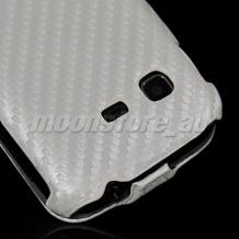 Кожен калъф тип Flip за Samsung Galaxy Pocket S5300 - Carbon / бял