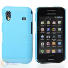 Заден предпазен твърд гръб за Samsung Galaxy Ace S5830 - син / имитиращ кожа
