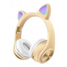 Стерео LED слушалки Bluetooth Cat Ear M1 / Wireless Headphones / безжични LED слушалки Cat Ear M1 - кремави