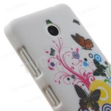 Твърд гръб / капак / за Nokia Lumia 630 / Nokia Lumia 635 - бял с пеперуди 