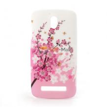 Заден предпазен твърд гръб / капак / за HTC Desire 500 - peach blossom