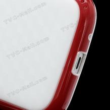 Силиконов калъф / гръб / ТПУ за Samsung Galaxy Grand I9080 / I9082 / Grand Neo i9060 - Cube Texture / бял със червен кант