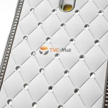 Луксозен предпазен капак с камъни / твърд гръб / за Samsung Galaxy S4 mini I9190 / S4 mini I9195 / S4 mini Dual I9192 - бял с метален кант