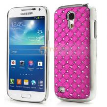 Луксозен предпазен капак с камъни / твърд гръб / за Samsung Galaxy S4 mini I9190 / S4 mini I9195 / S4 mini Dual I9192 - цикламен с метален кант