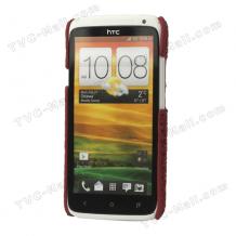 Заден предпазен капак Croco за HTC One X - червен