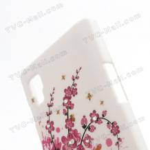 Заден предпазен твърд гръб за LG Optimus L9 P760 P765 P768 / LG L9 - Peach Blossom с камъни