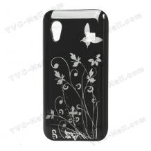 Заден предпазен капак за Samsung Galaxy Ace S5830 - черен / цветя