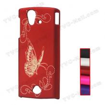 Заден предпазен капак за Sony Ericsson Xperia Ray / ST18i / - червен с пеперуда