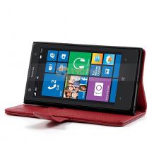 Кожен калъф Flip тефтер със стойка за Nokia Lumia 1020 - червен