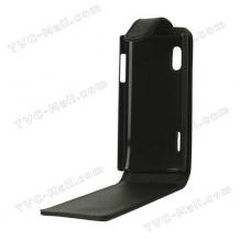 Кожен калъф Flip тефтер за LG Optimus L5 E610 - черен