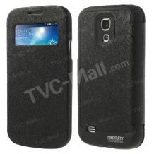 Луксозен калъф Wow Bumper S-View за Samsung Galaxy S4 Mini I9190 / I9192 / Samsung S4 mini I9195 - Mercury Goospery / черен