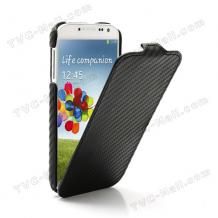 Кожен калъф Flip тефтер Carbon Fiber за Samsung Galaxy S4 I9500 / Galaxy S4 I9505 - черен