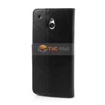 Кожен калъф Flip тефтер със стойка за HTC One mini M4 - черен