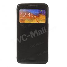 Кожен калъф Flip тефтер Roar Noble Leather View Flexi със стойка за Samsung Galaxy Note 3 Neo N7505 - черен